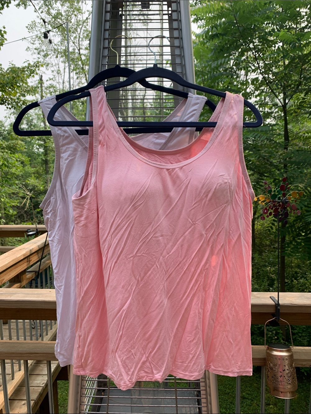 Two Everyday Scoop Neck Bra Tank Tops - Pink & White